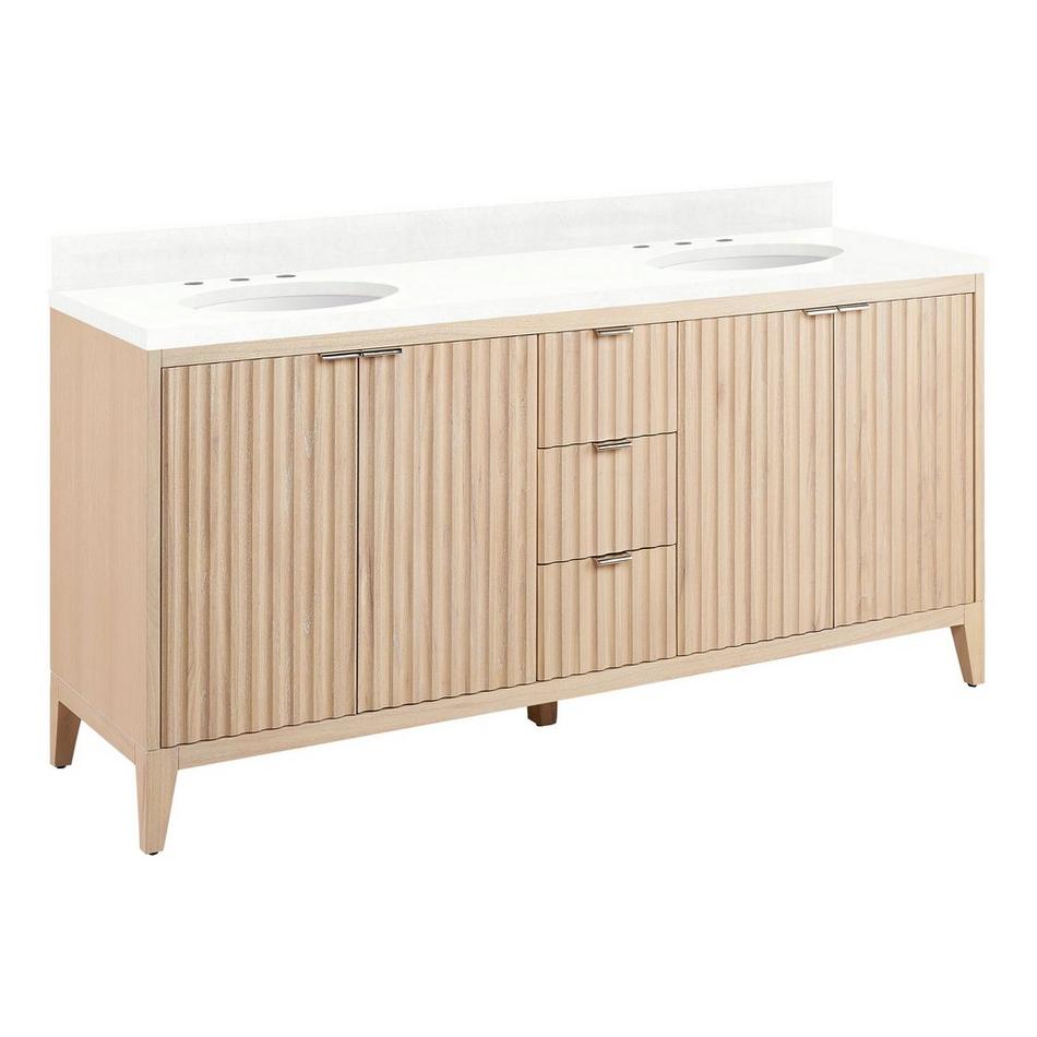 72" Bayliss Vanity with Undermount Sink - Stoneware White - Feathered White Quartz - Widespread, , large image number 0