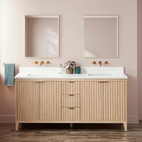 72" Bayliss Vanity with Rectangular Undermount Sink - Stoneware White