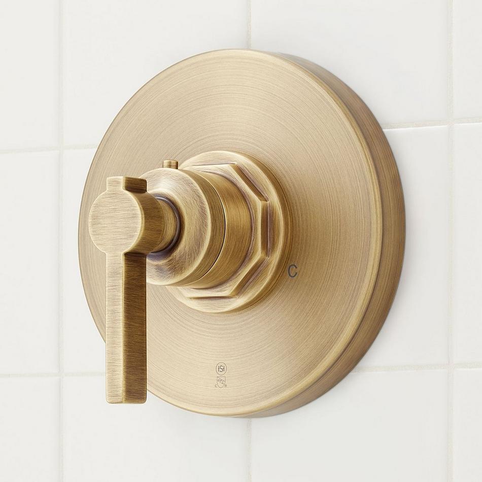 Greyfield Thermostatic Shower Valve Trim and 3/4" Rough-In Valve - Aged Brass, , large image number 0