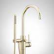 Lexia Freestanding Tub Faucet with Hand Shower and Rough-In Valve with Stops - Polished Brass, , large image number 1