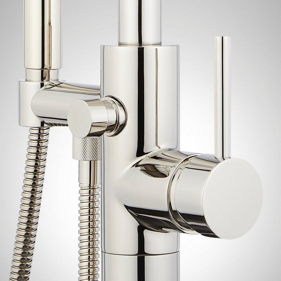 Lexia Freestanding Tub Faucet with Hand Shower and Rough-In Valve with Stops - Polished Nickel, , large image number 2