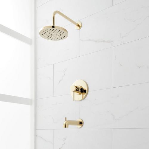 Lexia Pressure Balance Tub and Shower Set - Polished Brass