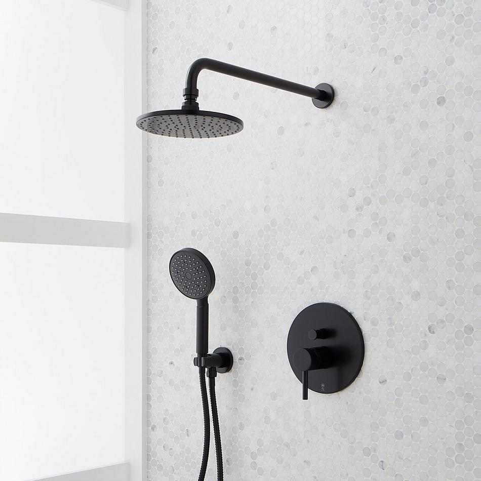 Lattimore Shower System with Rainfall Shower Head & Hand Shower, , large image number 1