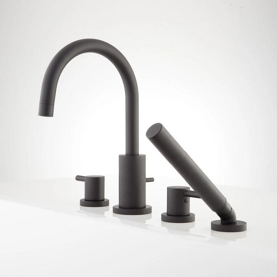 Rotunda Roman Tub Faucet and Hand Shower - Matte Black, , large image number 1