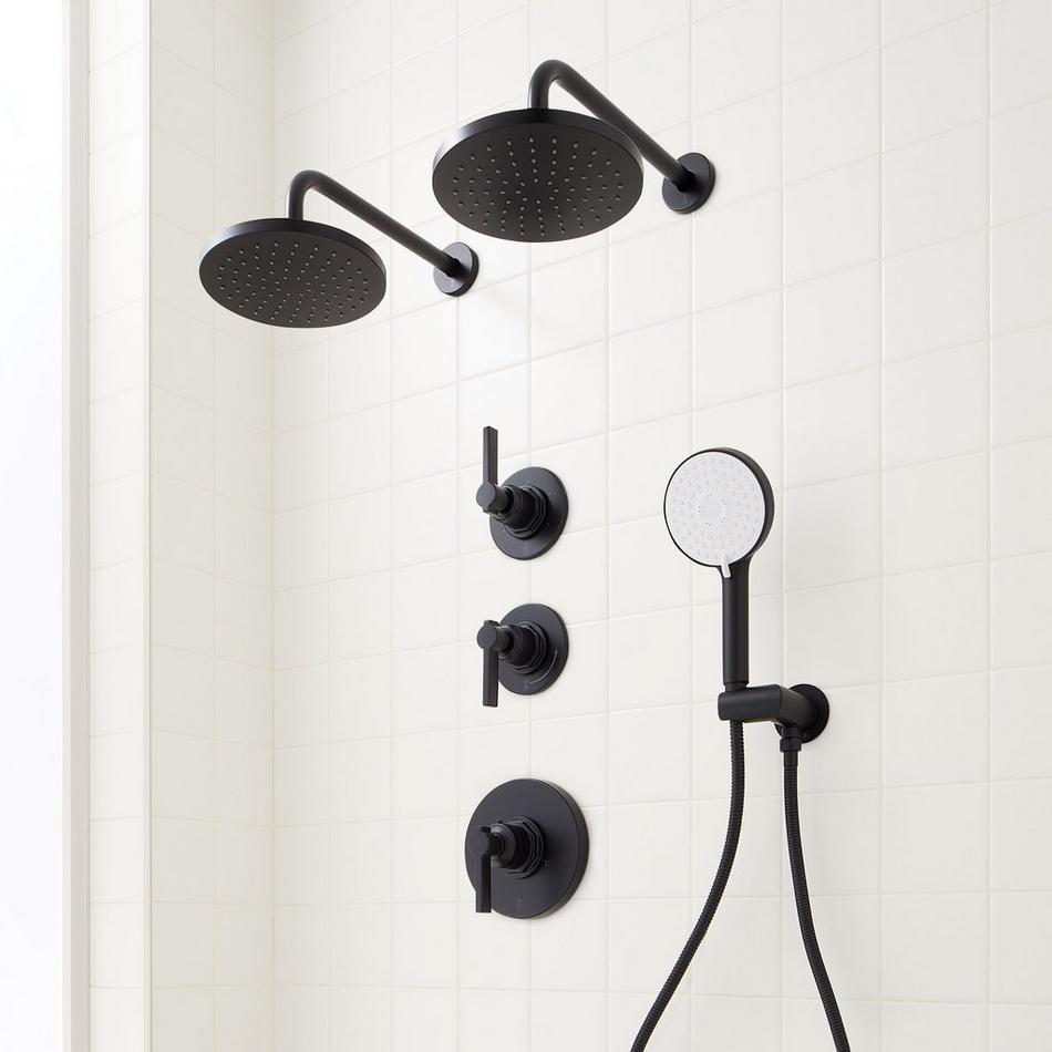 Greyfield Thermostatic Shower System with Dual Showerheads and Hand Shower, , large image number 5