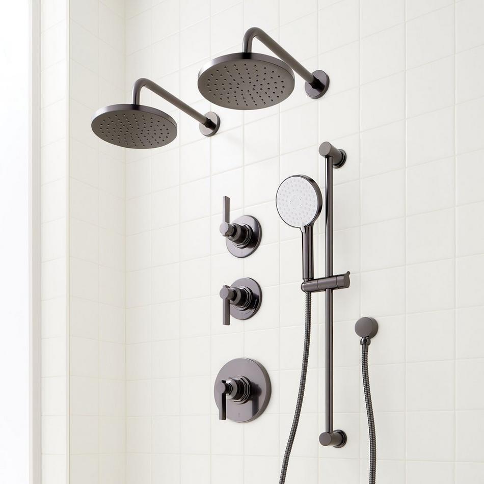 Greyfield Thermostatic Shower System with Dual Showerheads, Slide Bar & Hand Shower, , large image number 4