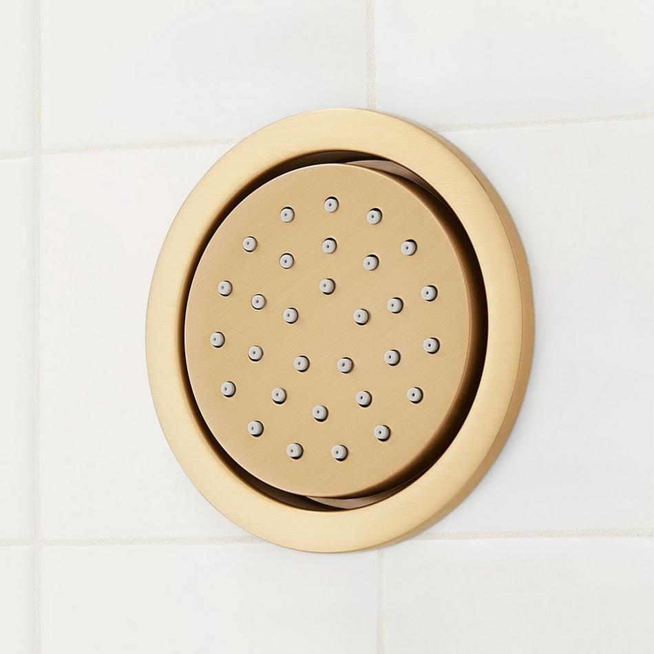 Greyfield Thermostatic Shower System with 3 Body Sprays, Slide Bar and Hand Shower - Brushed Gold, , large image number 6