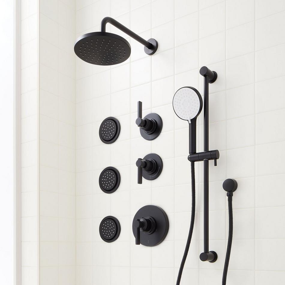 Greyfield Thermostatic Shower System with 3 Body Sprays, Slide Bar and Hand Shower, , large image number 5