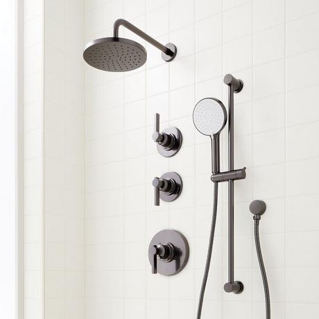 Greyfield Thermostatic Shower System with Slide Bar and Hand Shower