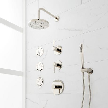 Lexia Thermostatic Shower System with 3 Body Sprays and Hand Shower