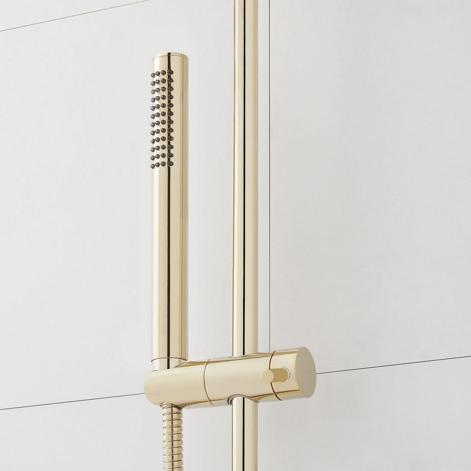 Lexia Thermostatic Shower System with Slide Bar and Hand Shower - Polished Brass, , large image number 5