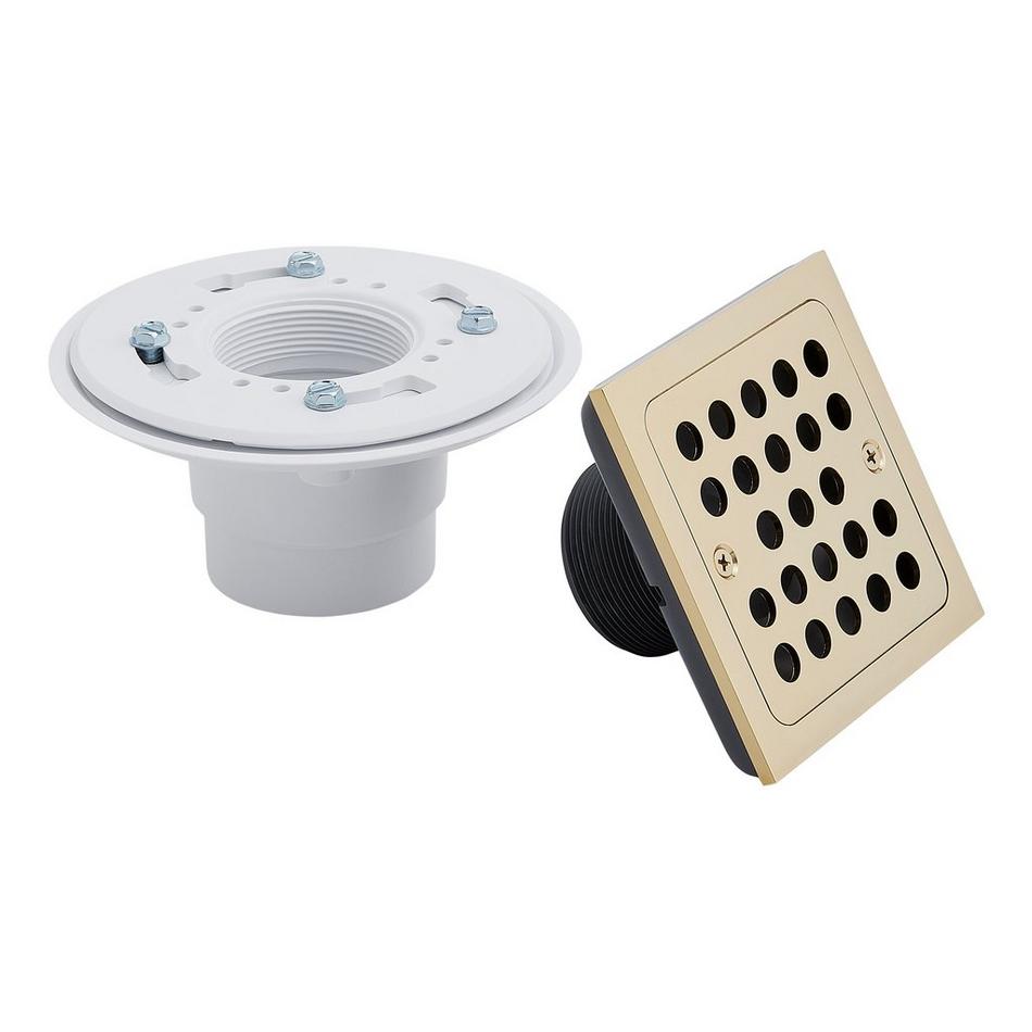 Menlo Square Shower Drain - Polished Brass, , large image number 3
