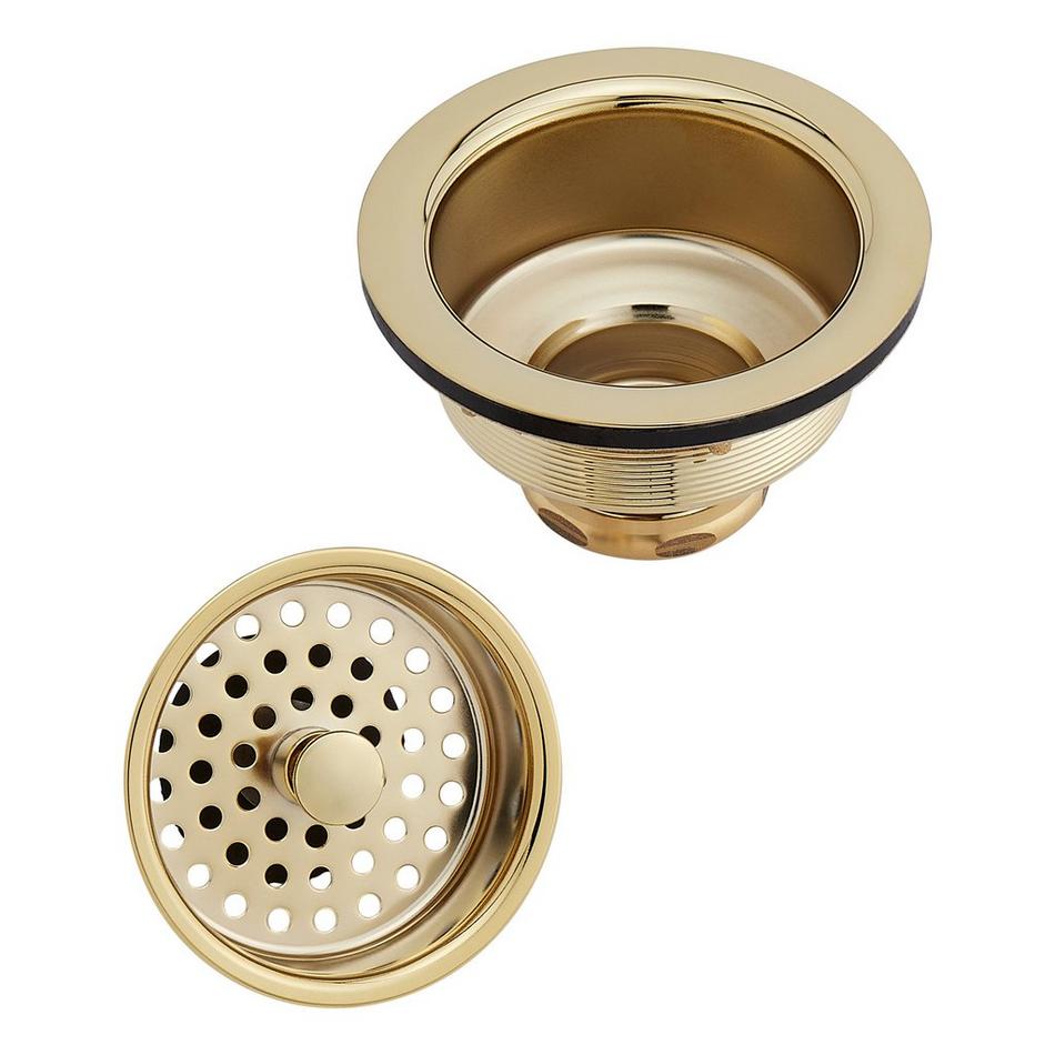 3-1/2" Kitchen Sink Basket Strainer - Polished Brass, , large image number 2