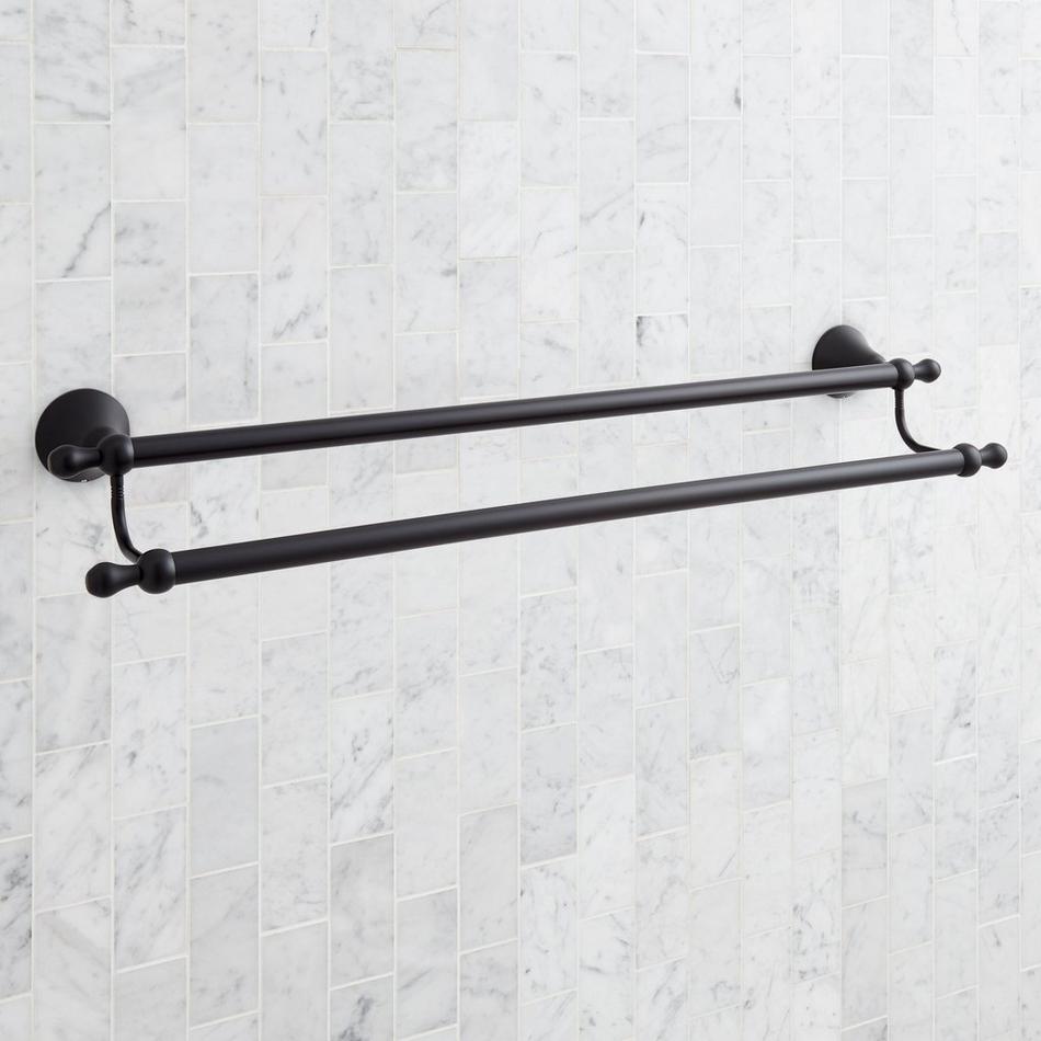 24" Traditional Double Towel Bar - Matte Black, , large image number 1
