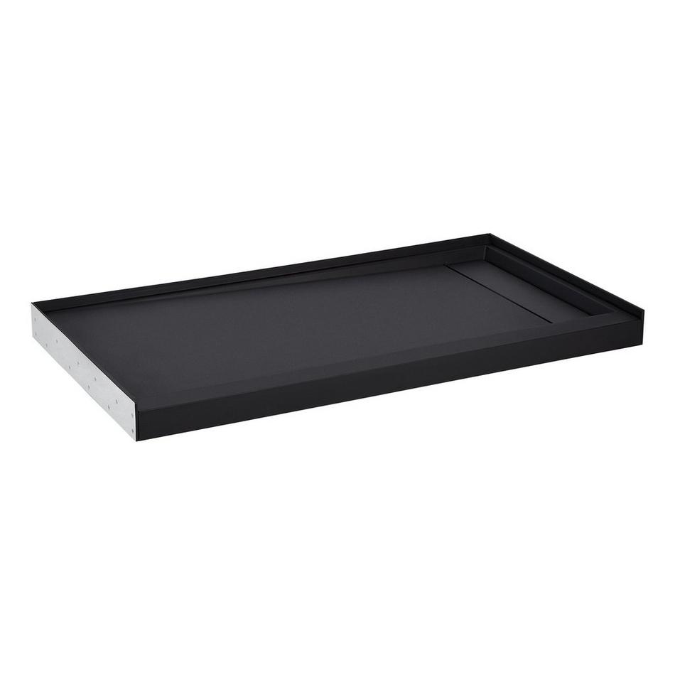 60" Solid Surface Stone Shower Base - Matte Black, , large image number 0