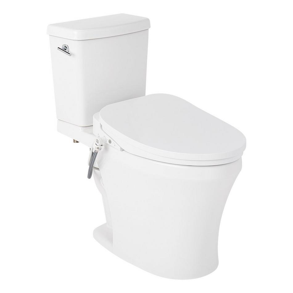 Millspring Low-Flow Two-Piece Elongated Toilet with Bidet Seat - White - Chrome Handle, , large image number 1