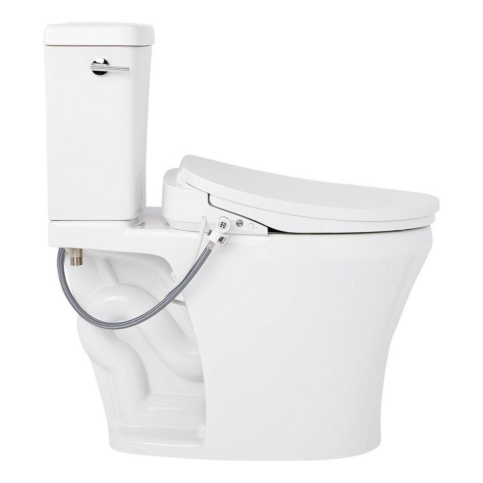 Millspring Low-Flow Two-Piece Elongated Toilet with Bidet Seat - White - Chrome Handle, , large image number 3