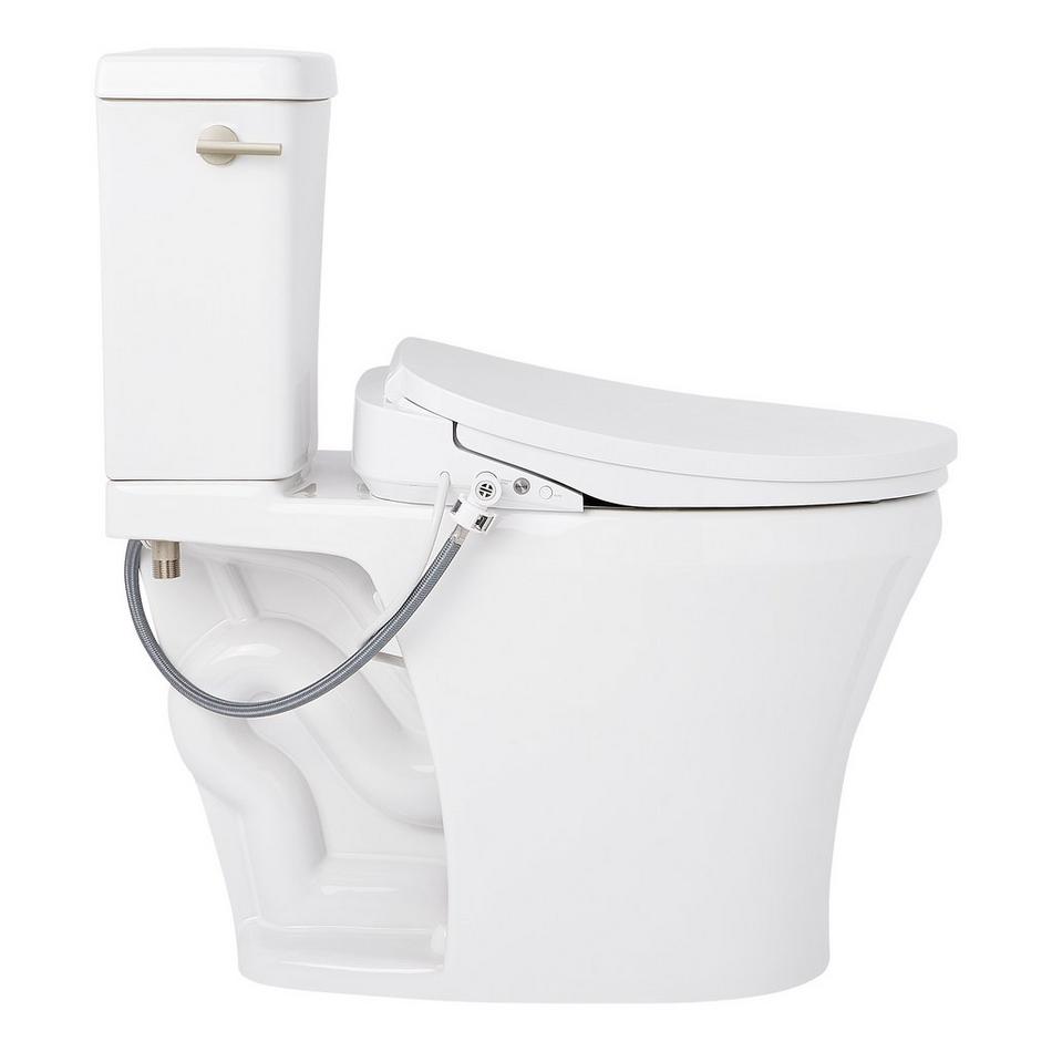 Millspring Low-Flow Two-Piece Elongated Toilet with Bidet Seat - White - Brushed Nickel Handle, , large image number 3