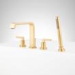 Drea 4-Hole Roman Tub Faucet and Hand Shower with Rough-In Valve - Brushed Gold, , large image number 1