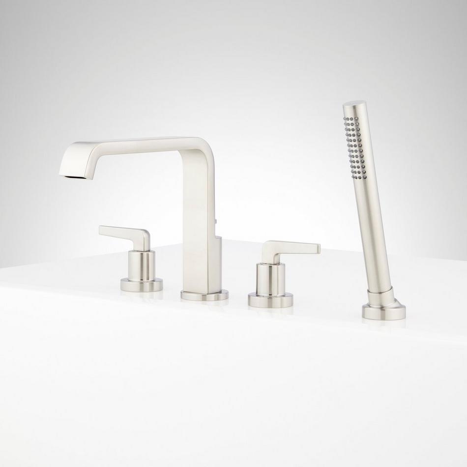 Drea 4-Hole Roman Tub Faucet and Hand Shower with Rough-In Valve - Brushed Nickel, , large image number 1
