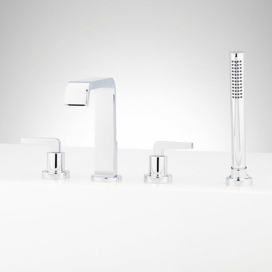 Drea 4-Hole Roman Tub Faucet and Hand Shower with Rough-In Valve - Chrome, , large image number 0