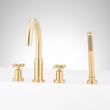Vassor 4-Hole Roman Tub Faucet and Hand Shower with Rough-In Valve - Brushed Gold, , large image number 0