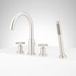 Vassor 4-Hole Roman Tub Faucet and Hand Shower with Rough-In Valve - Brushed Nickel, , large image number 1
