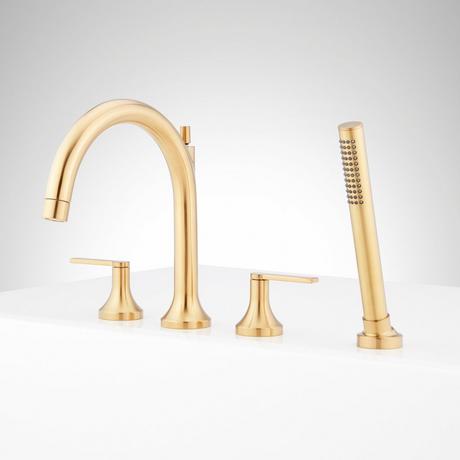 Lentz 4-Hole Roman Tub Faucet and Hand Shower - Lever Handles