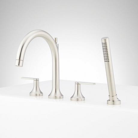 Lentz 4-Hole Roman Tub Faucet and Hand Shower - Lever Handles