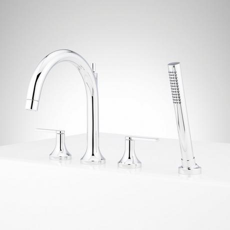 Lentz 4-Hole Roman Tub Faucet and Hand Shower - Lever Handles