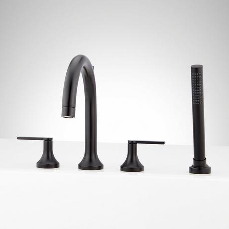 Lentz 4-Hole Roman Tub Faucet and Hand Shower - Lever Handles