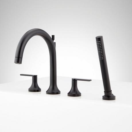 Lentz 4-Hole Roman Tub Faucet and Hand Shower - Lever Handles