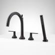 Lentz 4-Hole Roman Tub Faucet and Hand Shower with Rough-In Valve - Lever Handles - Matte Black, , large image number 1