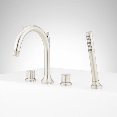 Lentz 4-Hole Roman Tub Faucet and Hand Shower - Knob Handles