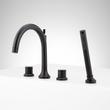 Lentz 4-Hole Roman Tub Faucet and Hand Shower with Rough-In Valve - Knob Handles - Matte Black, , large image number 1