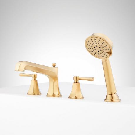 Elita 4-Hole Roman Tub Faucet and Hand Shower - Lever Handles