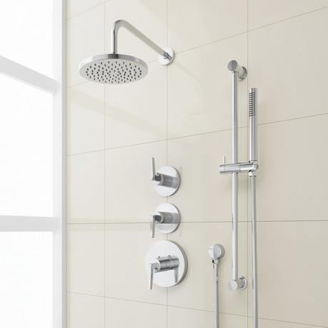 Drea Thermostatic Shower System With Slide Bar and Hand Shower