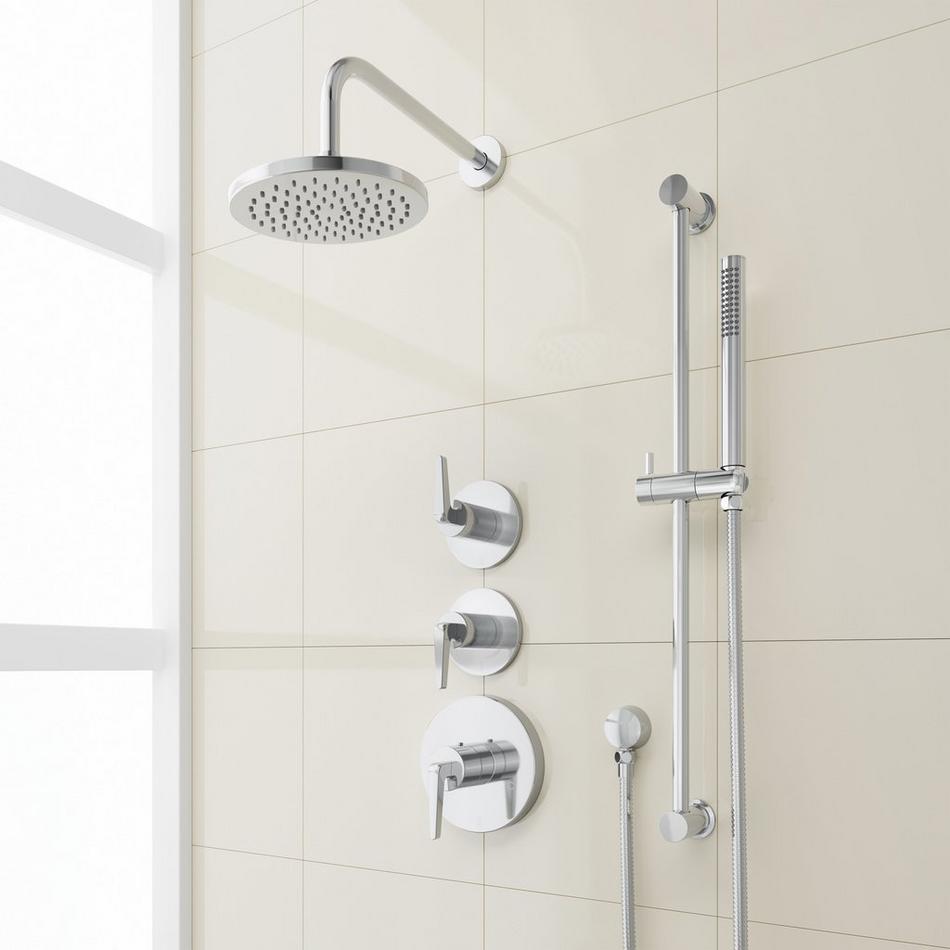 Drea Thermostatic Shower System With Slide Bar and Hand Shower, , large image number 2