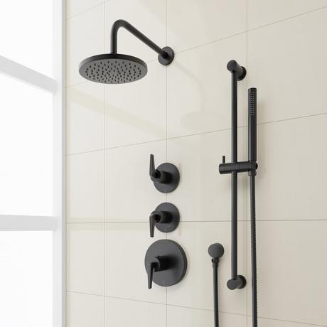 Drea Thermostatic Shower System With Slide Bar and Hand Shower