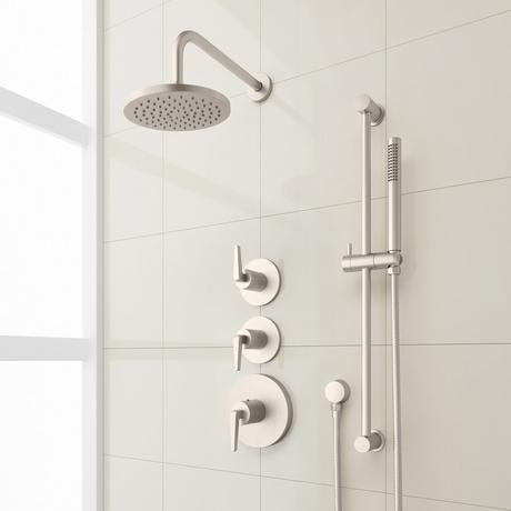 Drea Thermostatic Shower System With Slide Bar and Hand Shower