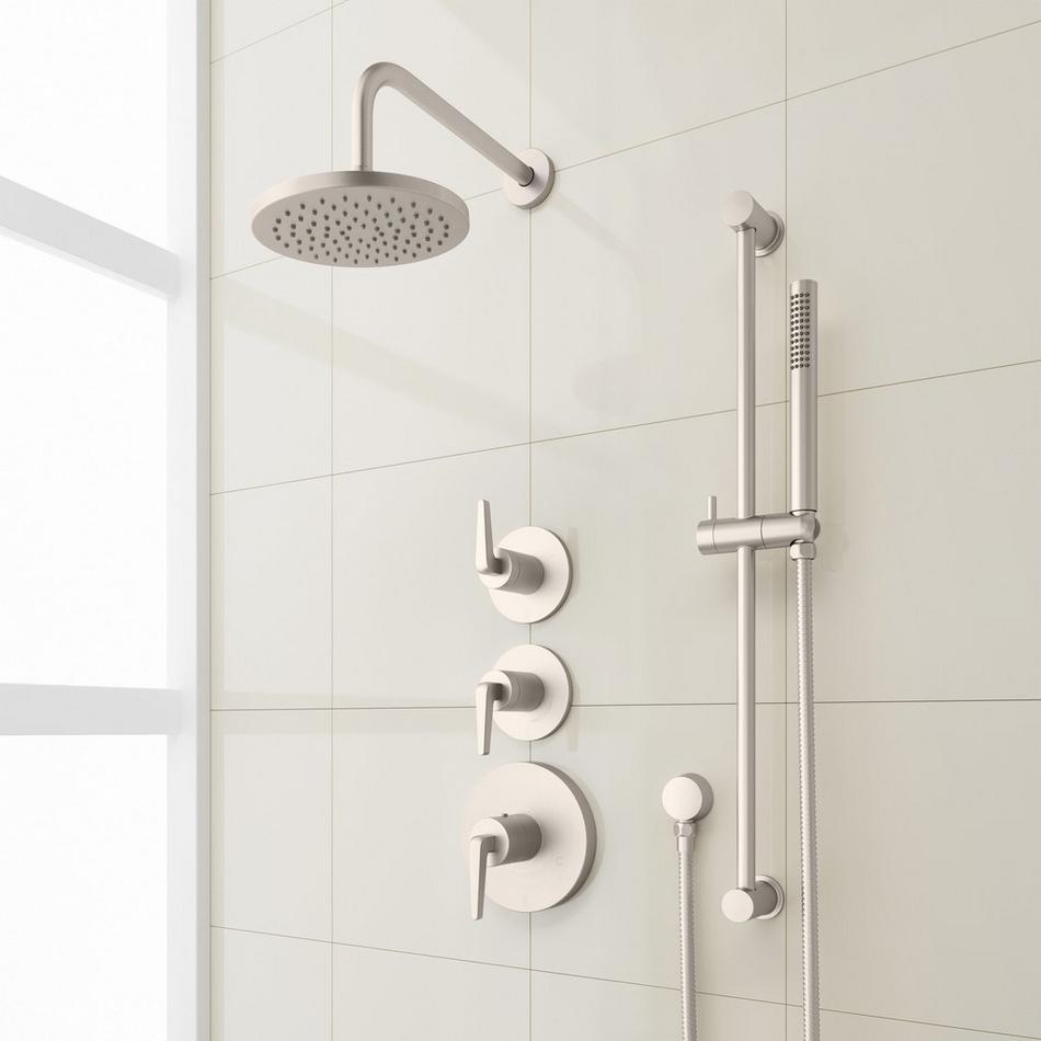 Drea Thermostatic Shower System With Slide Bar and Hand Shower, , large image number 1