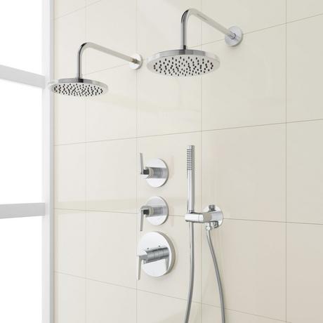 Drea Thermostatic Shower System With Dual Showerheads and Hand Shower