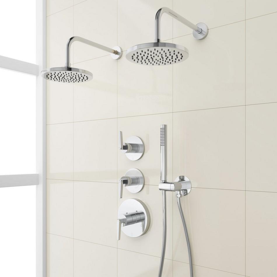 Drea Thermostatic Shower System With Dual Showerheads and Hand Shower, , large image number 2