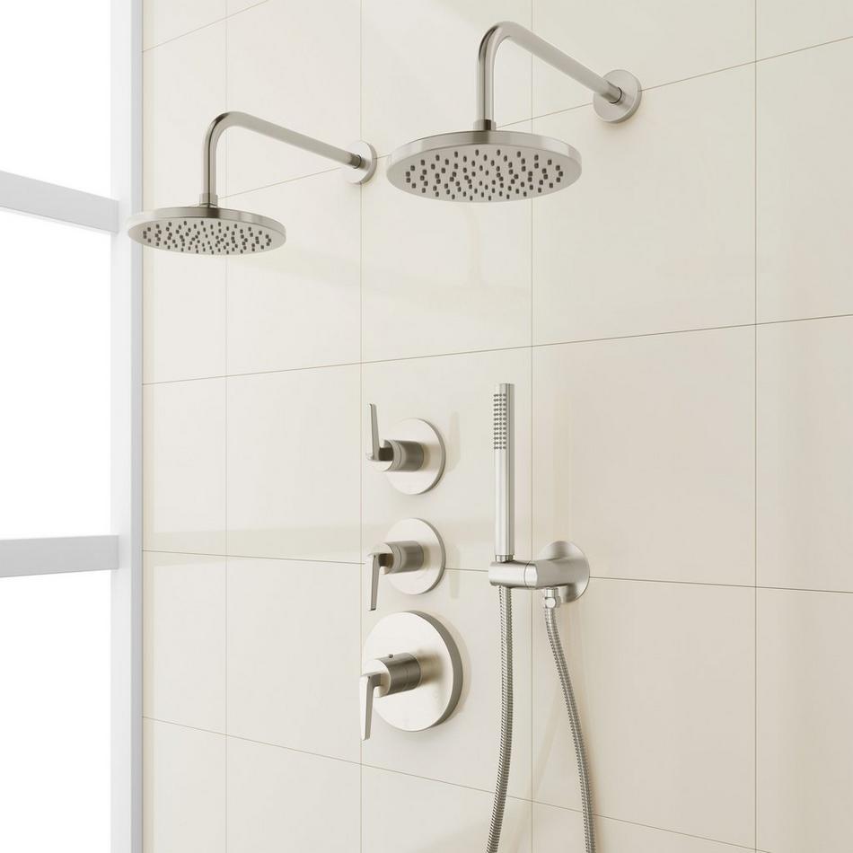 Drea Thermostatic Shower System With Dual Showerheads and Hand Shower, , large image number 1