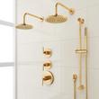 Drea Thermostatic Shower System With Dual Showerheads, Slide Bar and Hand Shower, , large image number 0