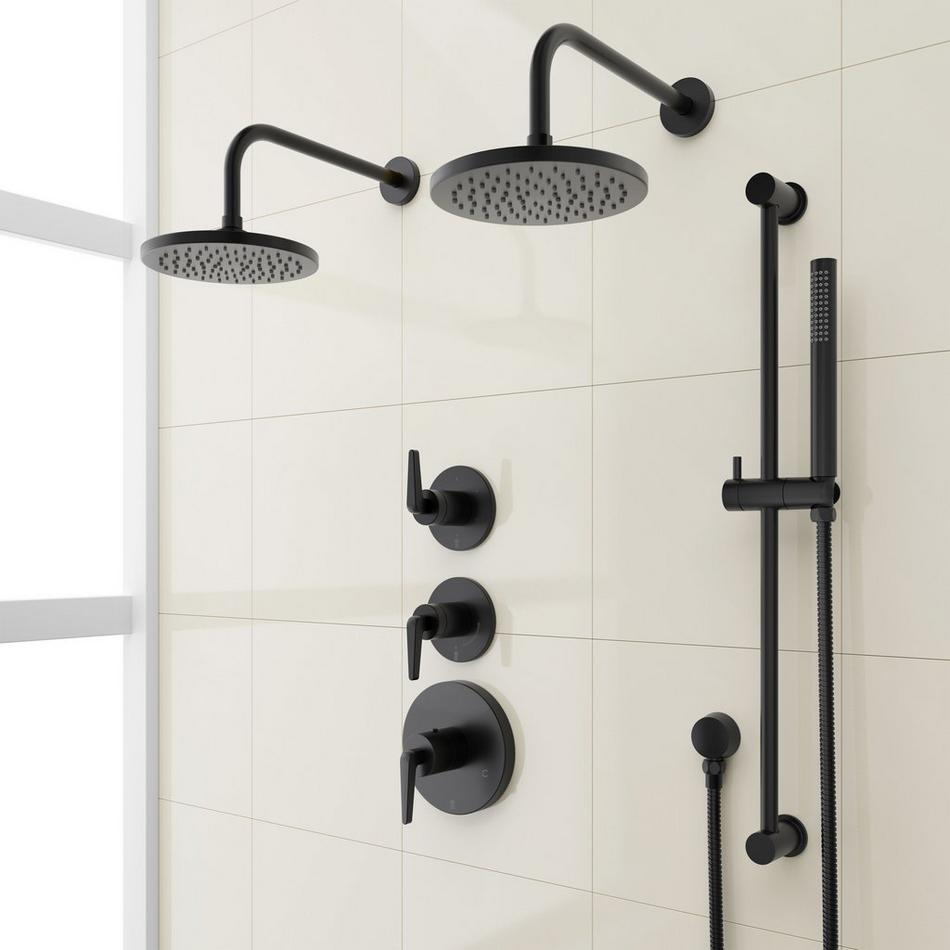 Drea Thermostatic Shower System With Dual Showerheads, Slide Bar and Hand Shower, , large image number 3