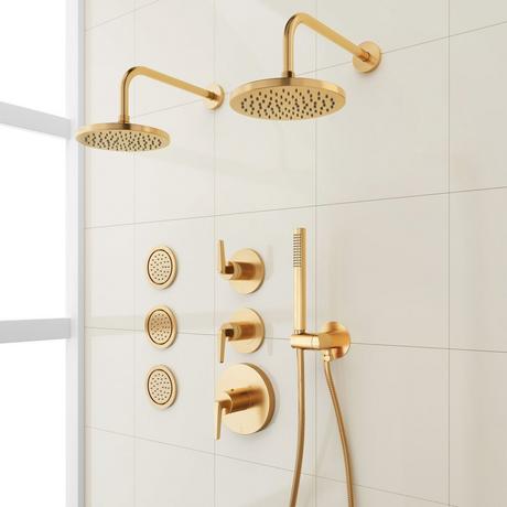 Drea Thermostatic Shower System With 3 Body Sprays and Hand Shower