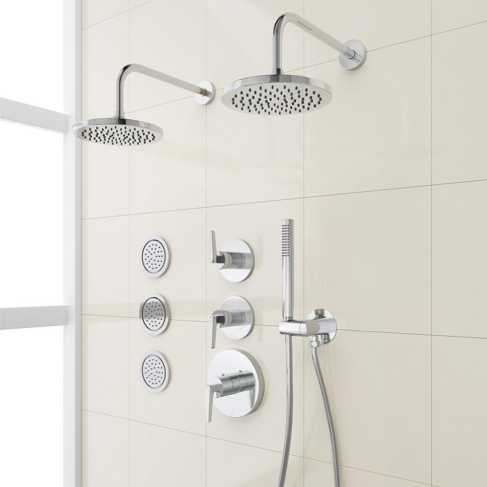 Drea Thermostatic Shower System With 3 Body Sprays and Hand Shower, , large image number 2