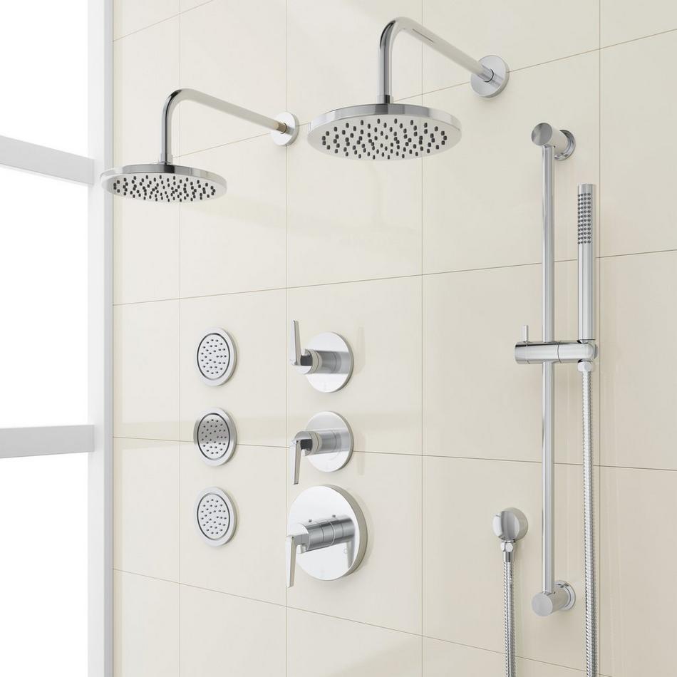 Drea Thermostatic Shower System With 3 Body Sprays, Slide Bar and Hand Shower, , large image number 2