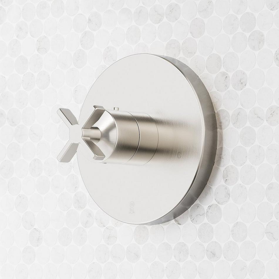 Vassor Thermostatic Shower Valve Trim and 1/2" Rough-In Valve - Brushed Nickel, , large image number 0